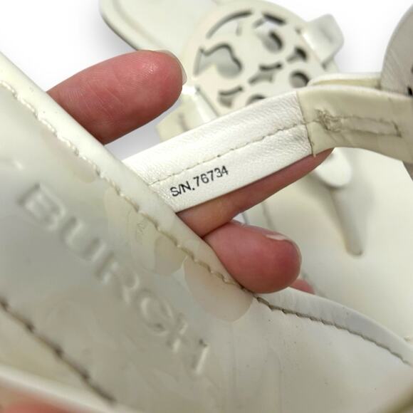 Tory Burch Patent Leather Miller Thong Slip On Sandal New Ivory 5 Women’s - Picture 11 of 13